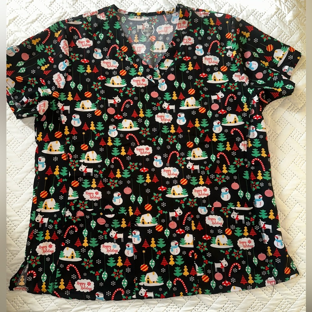 Christmas Scrub top L